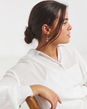 White Long Sleeve Crinkle Shirt