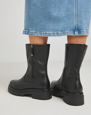 Breener Leather Outside Zip Chunky Ankle Boots - Extra Wide Fit (EEE)