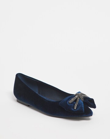 Carballo Velvet Bow Trim Flat Shoes - Wide Fit (E)