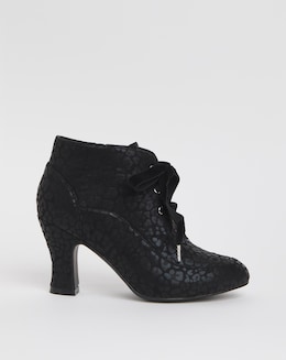 Joe Browns Black Satin Lace Up Bootie- Extra Wide Fit (EEE)