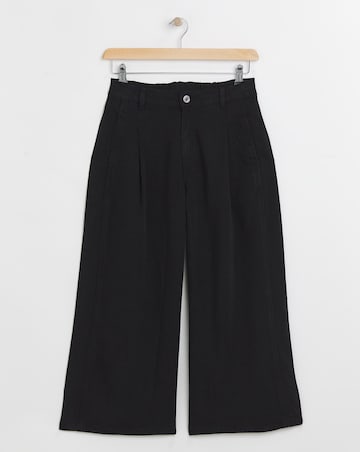 Black Crop Wide Leg Jeans with Tencel TM Lyocell