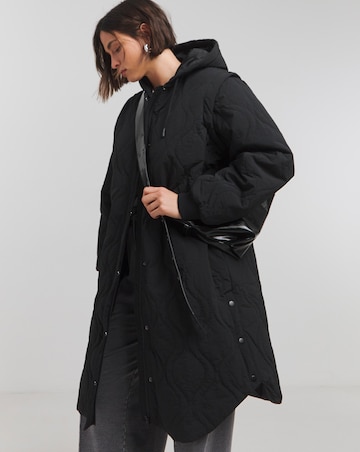Black Double Onion Quilted Hybrid Jacket / Gilet