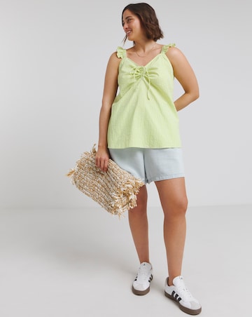 Simply Be Lime Check Gingham Ruched Cami