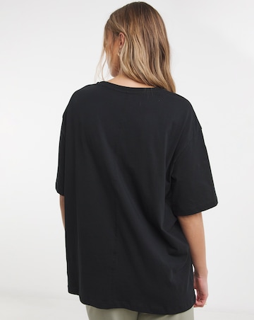 Black Oversized Slouchy Pure Cotton Crew Neck T-Shirt
