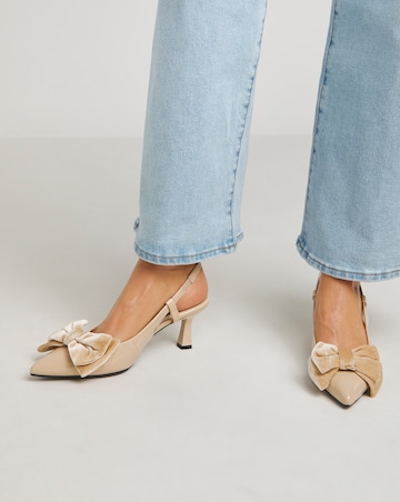 Jackie Oversized Bow Slingback Heeled Pointed Court Shoes Wide E Fit