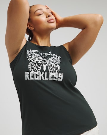 Black Reckless Slogan Tank