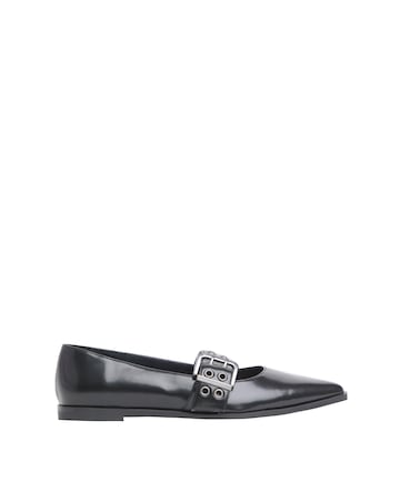 Oslo Hardware Mary Jane Pointy Toe Flat Shoes Wide E Fit
