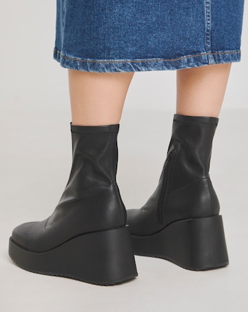 Noah Stretch Upper Wedge Ankle Boots - Wide Fit (E)