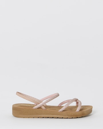 Bianca Sparkly Strapped Comfort Sandals - Extra Wide Fit (EEE)