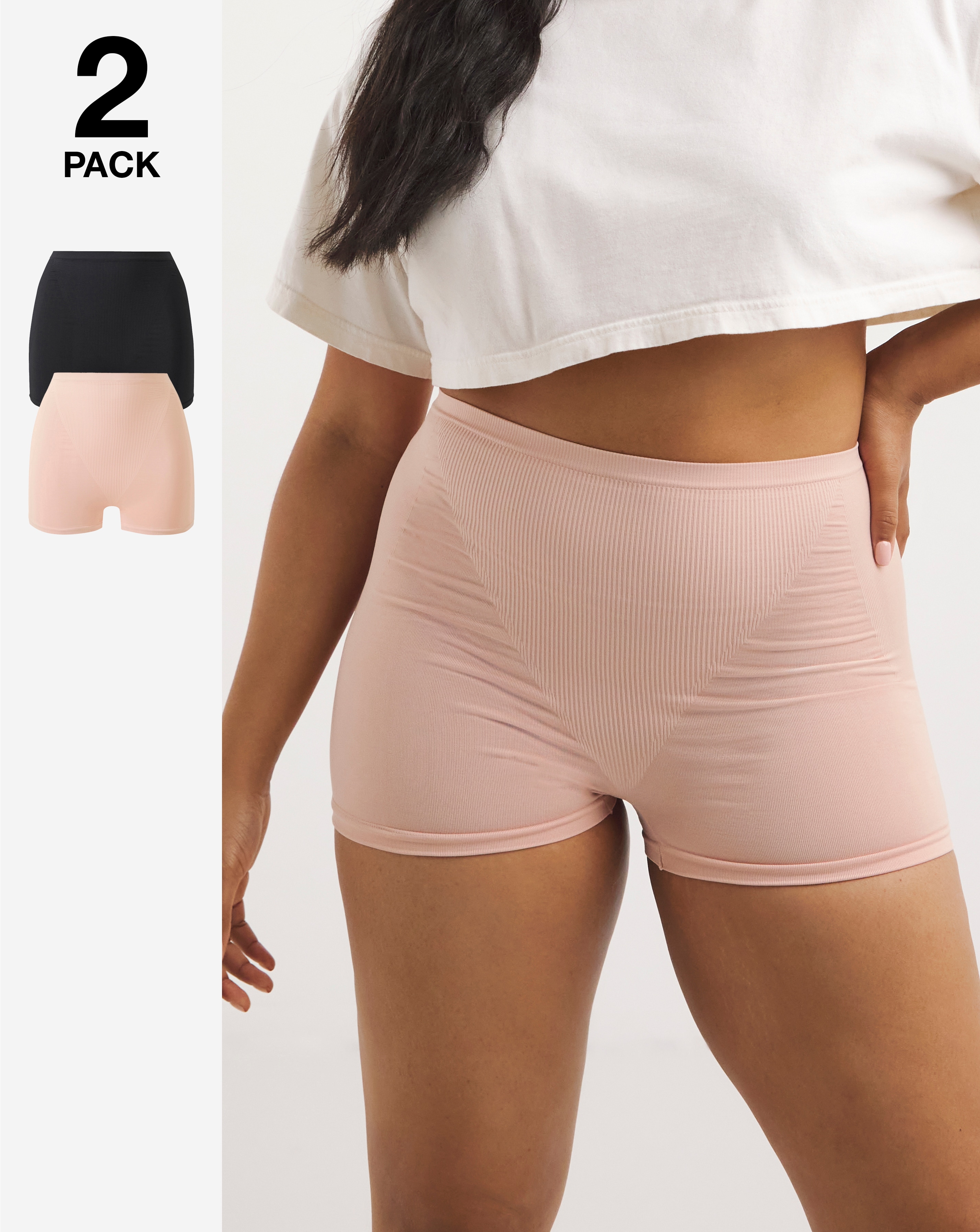 MAGISCULPT (2 Pack) Medium Control High Waist Shorts Black/Blush