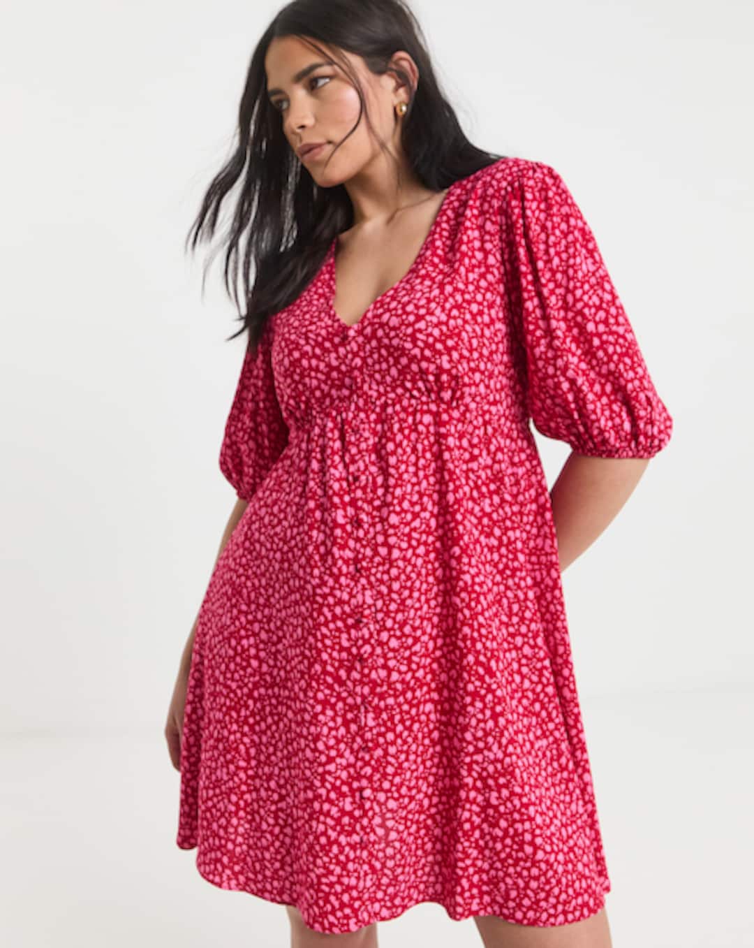 button through skater dress V-Neck Button Through Short Skater Dress | Finery London