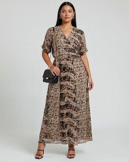 Religion Animal Print Maxi Wrap Dress