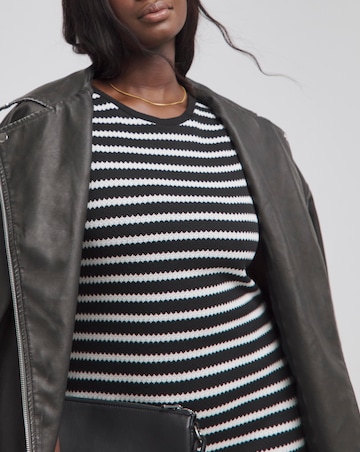 Mono Stripe Crochet Midaxi Column Dress