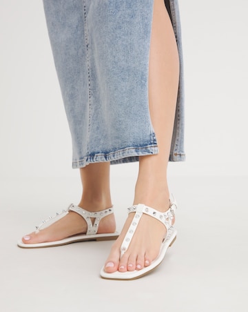Simply Be Mila Studded Toe Post Gladiator Sandals - Wide Fit (E)