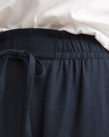 Navy Linen Mix Straight Leg Trousers
