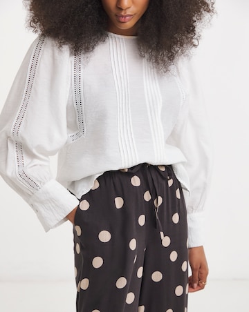 Simply Be Chocolate Spot Print Wide Leg Linen Trouser