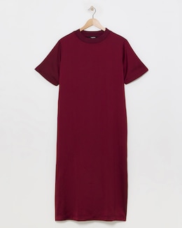 Berry Satin Midi T-Shirt Dress