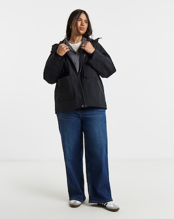 Black Lightweight Tech Parka Jacket