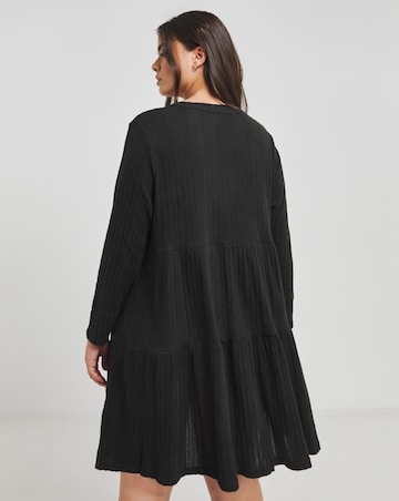 Black Ribbed Smock Dress