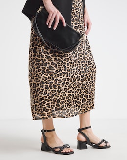 Cassia Diamante Bow Low Block Heel Sandals - Extra Wide Fit (EEE)