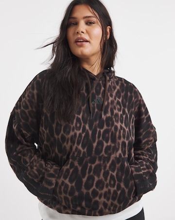 Adidas Leopard Print 3 Stripe Hoodie