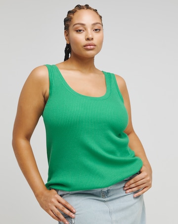 Green Scoop Neck Ribbed Knitted Vest