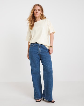Simply Be White Clear Sequin Boxy T-Shirt