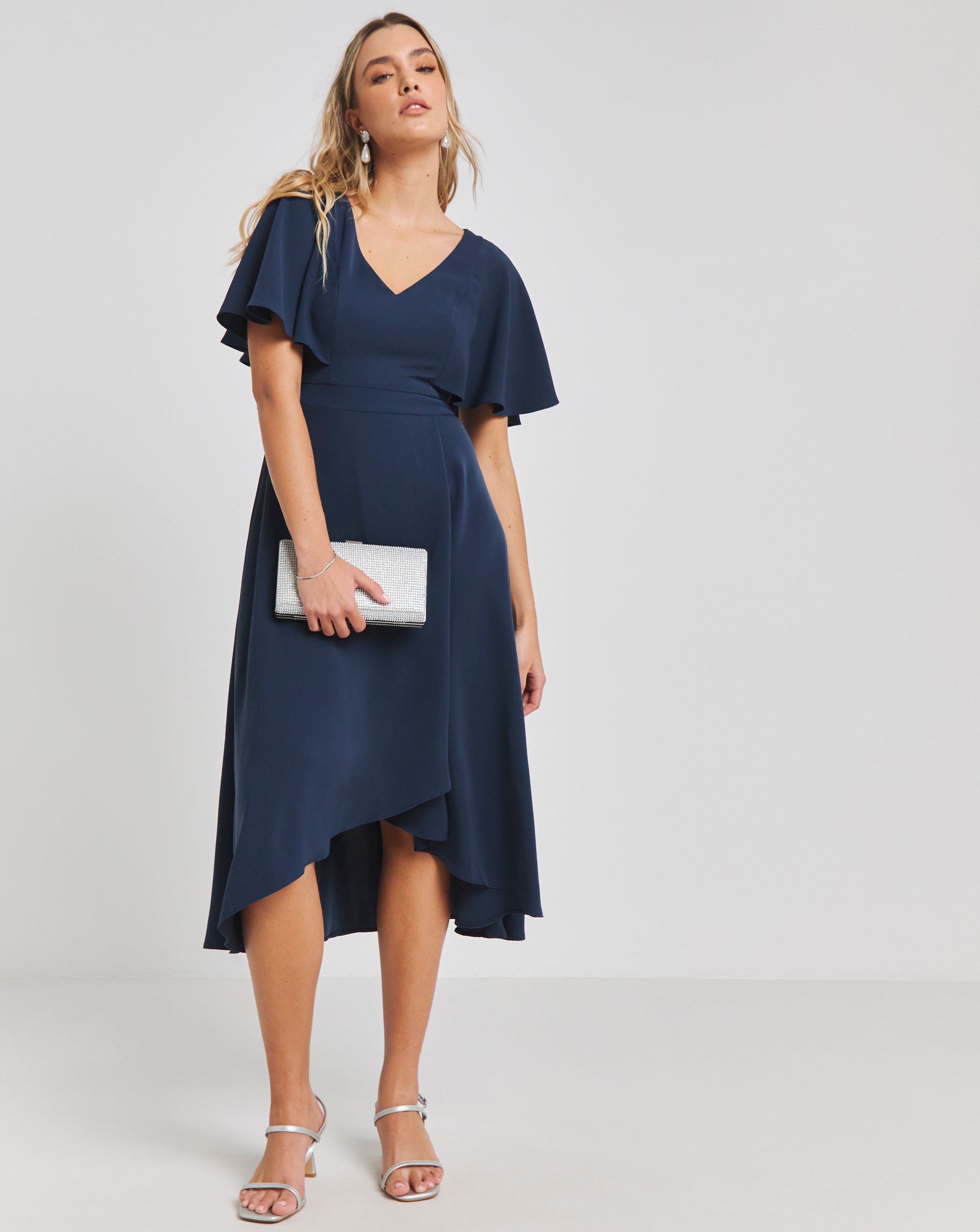 Joanna Hope Navy Angel Sleeve Dress Simply Be