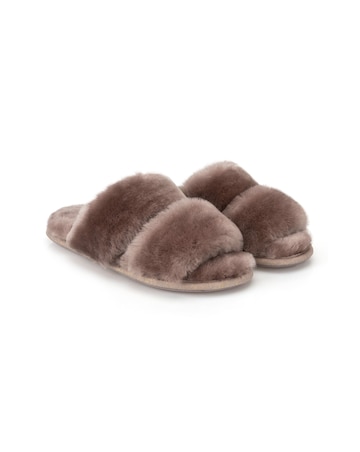 Just Sheepskin Womens Poppy Open Toe Sheepskin Slider Slippers