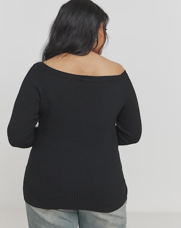 Black Ribbed off the Shoulder Top