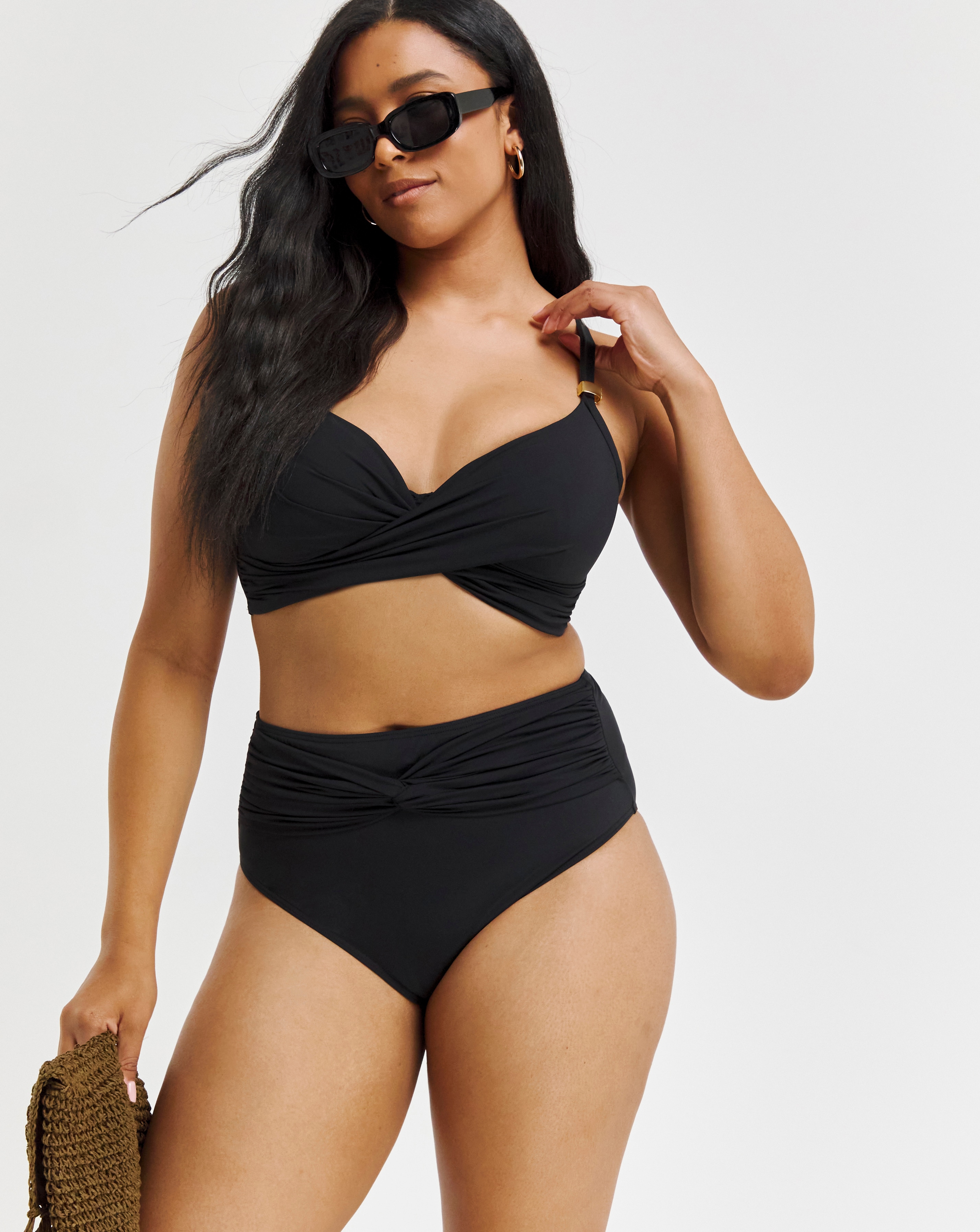 Black Tie Shoulder Underwire Bikini Top | Swimwear | PLT
