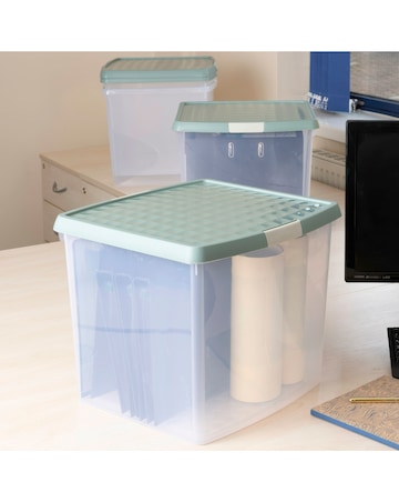 Wham Clip 4 Piece 37L Square Box & Lid Green Milieu