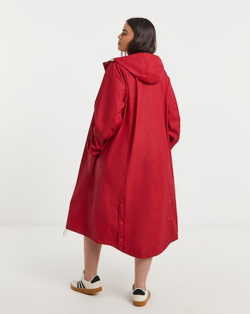 Simply Be Red Longline Rubberised Raincoat