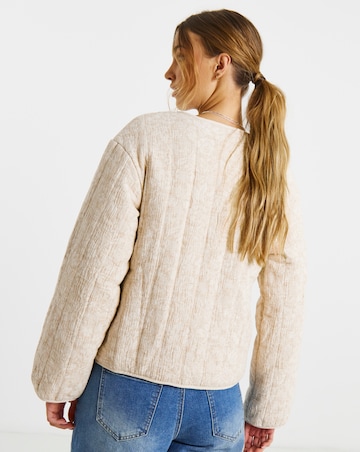 Simply Be Neutral Floral Jacquard Collarless Jacket