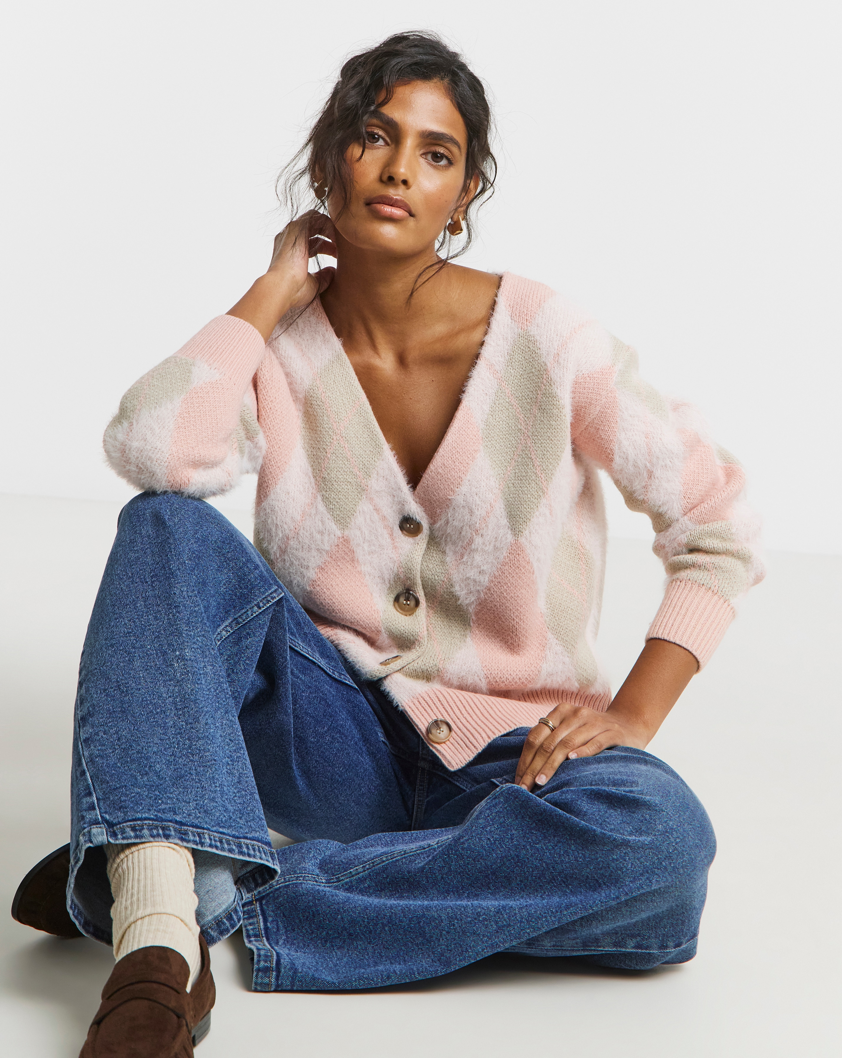 Mauve Waffle Knit Boyfriend Cardigan | Simply Be