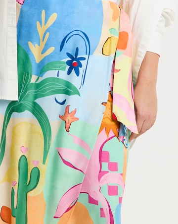 Simply Be Multi Border Print Spun Viscose Wrap Midaxi Skirt