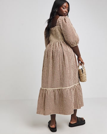 Nobody's Child Brown Gingham Elsa Midi Dress