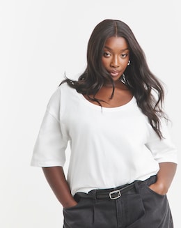 Simply Be White Scoop Neck Pure Cotton T-Shirt