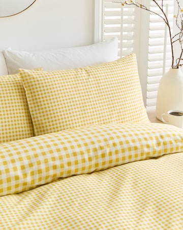 Gingham Cotton Blend Reversible Duvet Cover Set