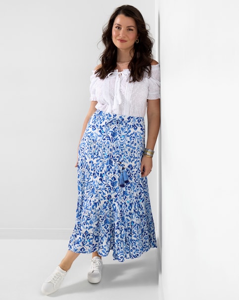 Joe Browns Summer Blue Floral Tiered Maxi Skirt