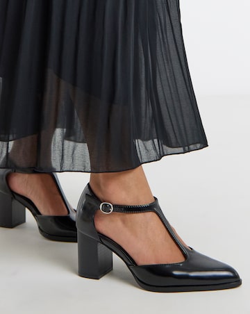 Cora Two Part T Bar Heeled Shoes - Extra Wide Fit (EEE)