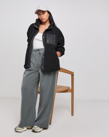 Black Teddy Jacket With Nylon Pocket