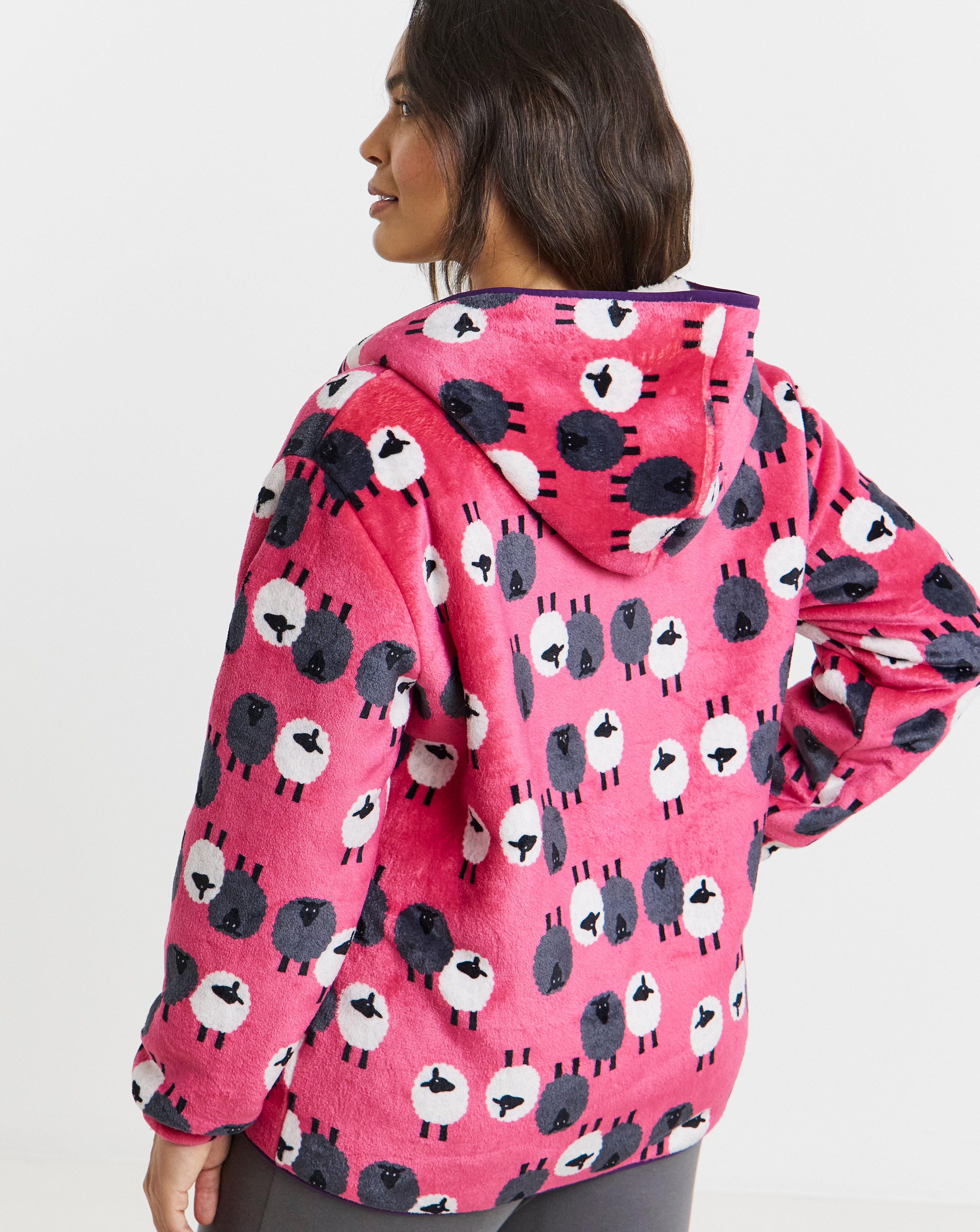 Joe Browns Sheep Print Zip Up Lounge Cardigan Simply Be