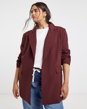 Burgundy Oversized Single Breasted Blazer