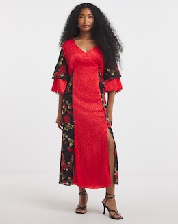 Lovedrobe Mixed Print Double Split Dress