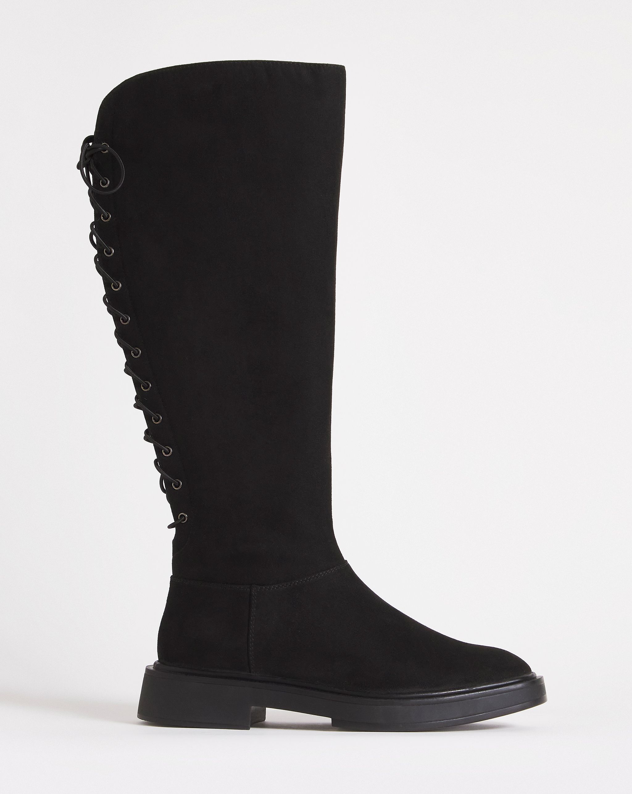Lace-up boots in black suede