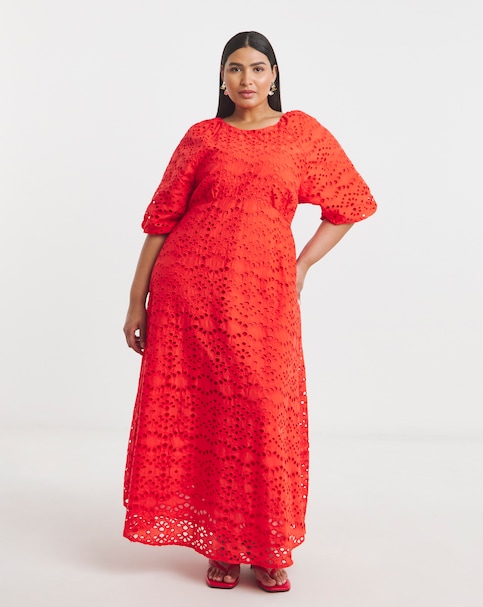Joanna Hope Puff Sleeve Broderie Dress