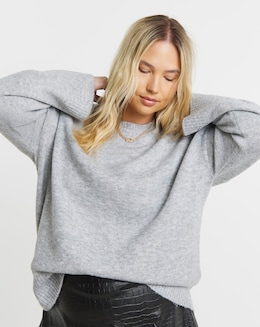 Cosy Yarn Grey Marl Crew Neck Jumper