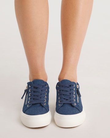 Kate Lace Up Zip Detail Chunky Trainers Wide E Fit
