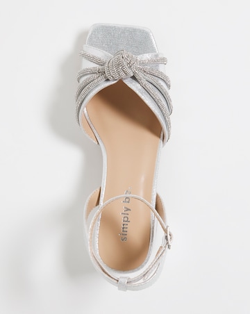 Elsie Metallic Diamante Low Block Heeled Sandals - Wide Fit (E)